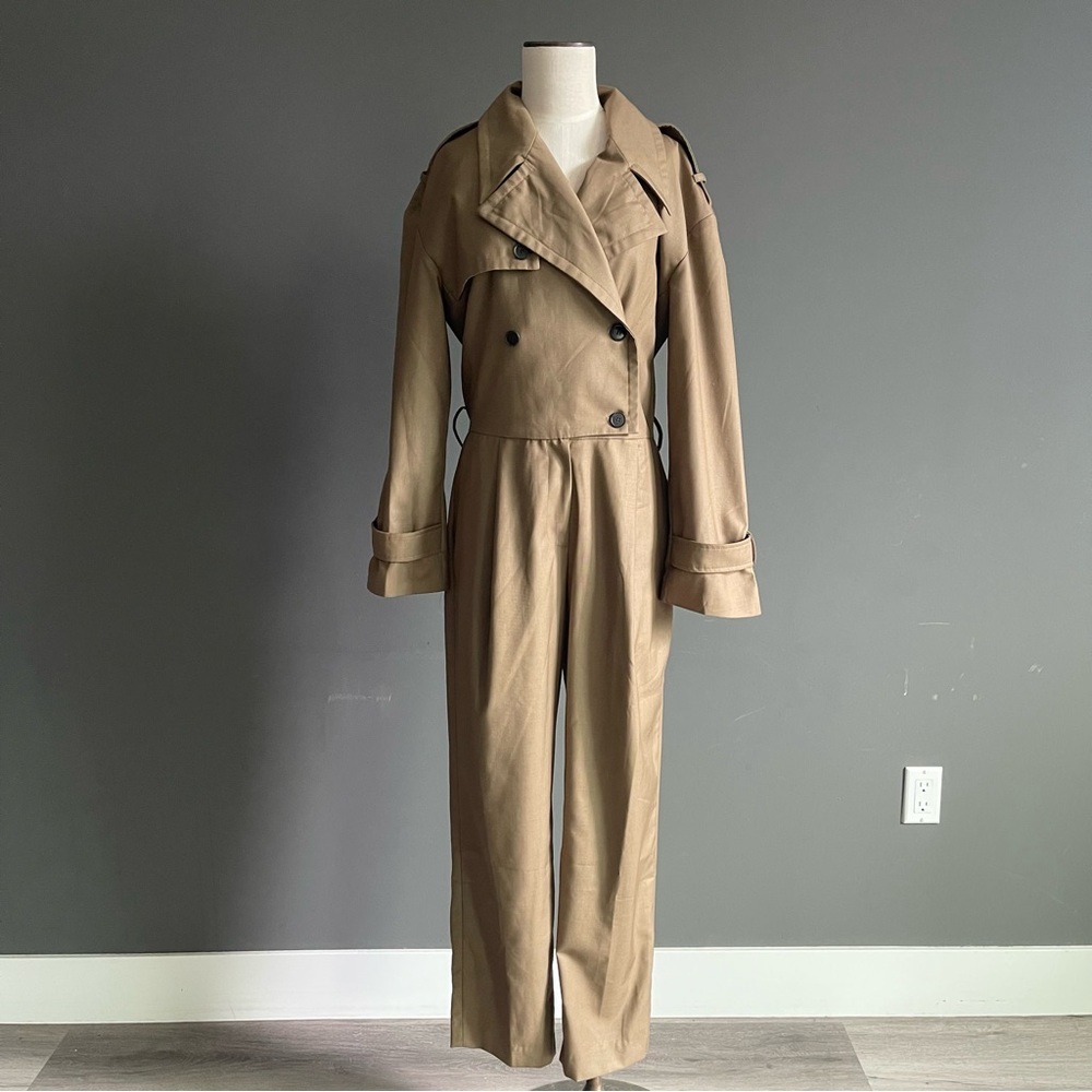 The Frankie Shop Tan Trench-Style Jumpsuit | Size S | NWT (Missing Belt)